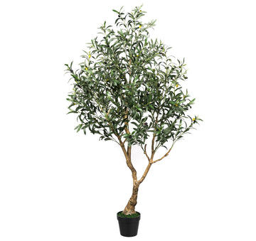 6FT Artificial Olive Tree with Natural Wood Trunk & Lifelike Olives