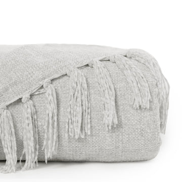 Chenille Throw Blanket for Couch, Lightweight 50x60in Soft Throw Blanket with Fringe Tassel for Sofa Chair Bed