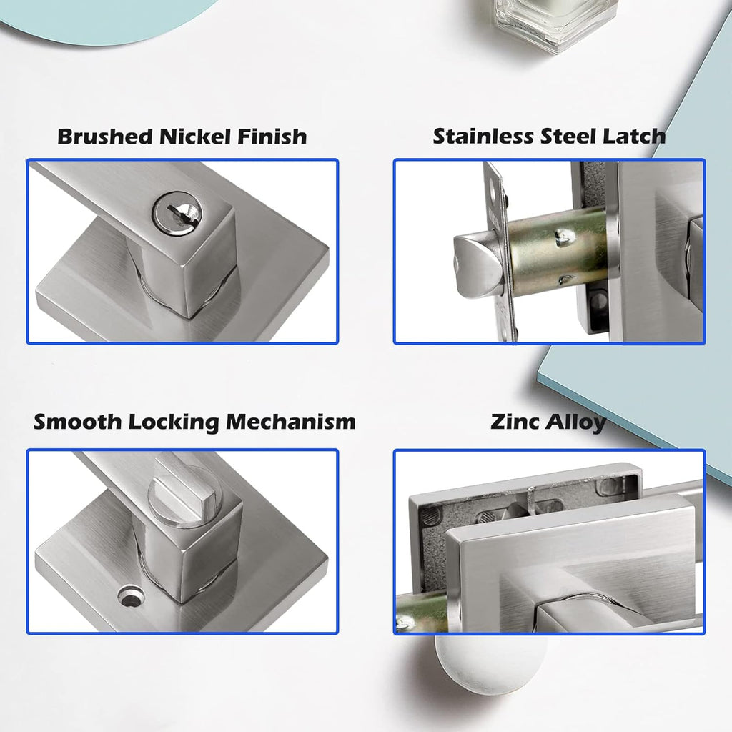Keyed Entry Lever Lock and Front Door - Heavy Duty Handle With Satin Nickel Finish - Door Lever