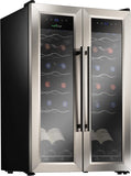 24-Bottle Wine Fridge - Dual Zone Cooler for Red & White Wines, 41°F - 64°F Temp