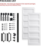 Double 30" x 84" White Barn Door with 10FT Sliding Door Hardware Kit Included, Assemblely Needed, Wa