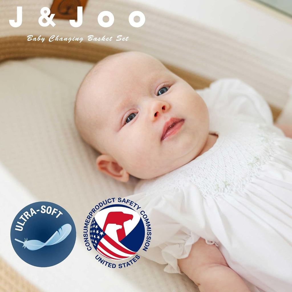 Baby Changing Basket Includes Diaper Caddy - Soft & Waterproof Dual-Cover, Portable, Changing Pad for Dresser &