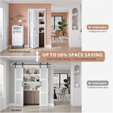 Preassembled Bi-Fold Doors, for 32"x 80" Opening,Tempered Frosted Glass Closet Folding Barn Door wit