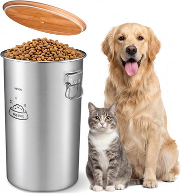 Stainless Steel Dog Food Storage Container 30 lbs/9.25 Gal Capacity