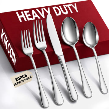 20-Pc Silverware Set for 4, Heavy Duty Stainless Steel Flatware Set