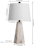 25.5" Natural/Black Modern Table Lamp, White Linen Shade, Contemporary Bedside Nightstand Lamp