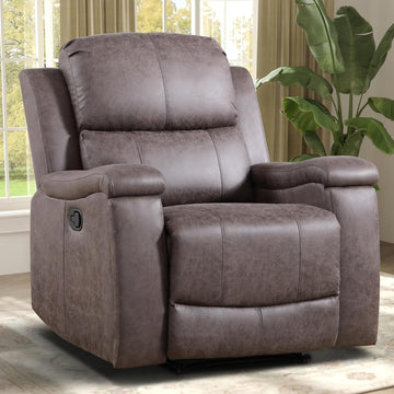 Leather Recliner Chair, Manual Recliner Chair for Adults with Overstuffed Arms and Back, Single Sofa Recliner with