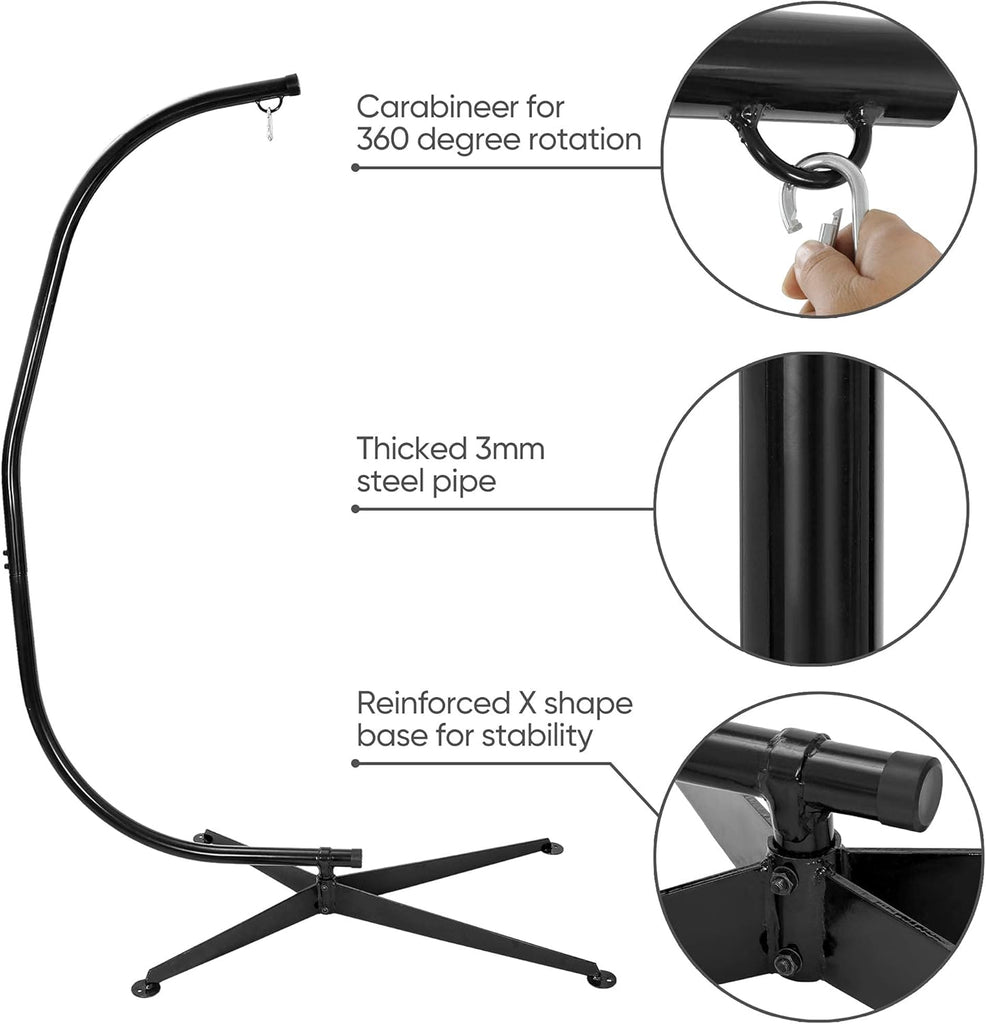 Hanging Chair Stand Hanging Hammock Stands Heavy Duty Steel C Stand Frame for Hanging Hammock Swing Chair Indoor
