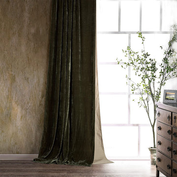 Stella Faux Silk Velvet Fern Green 48x108 inch Curtain
