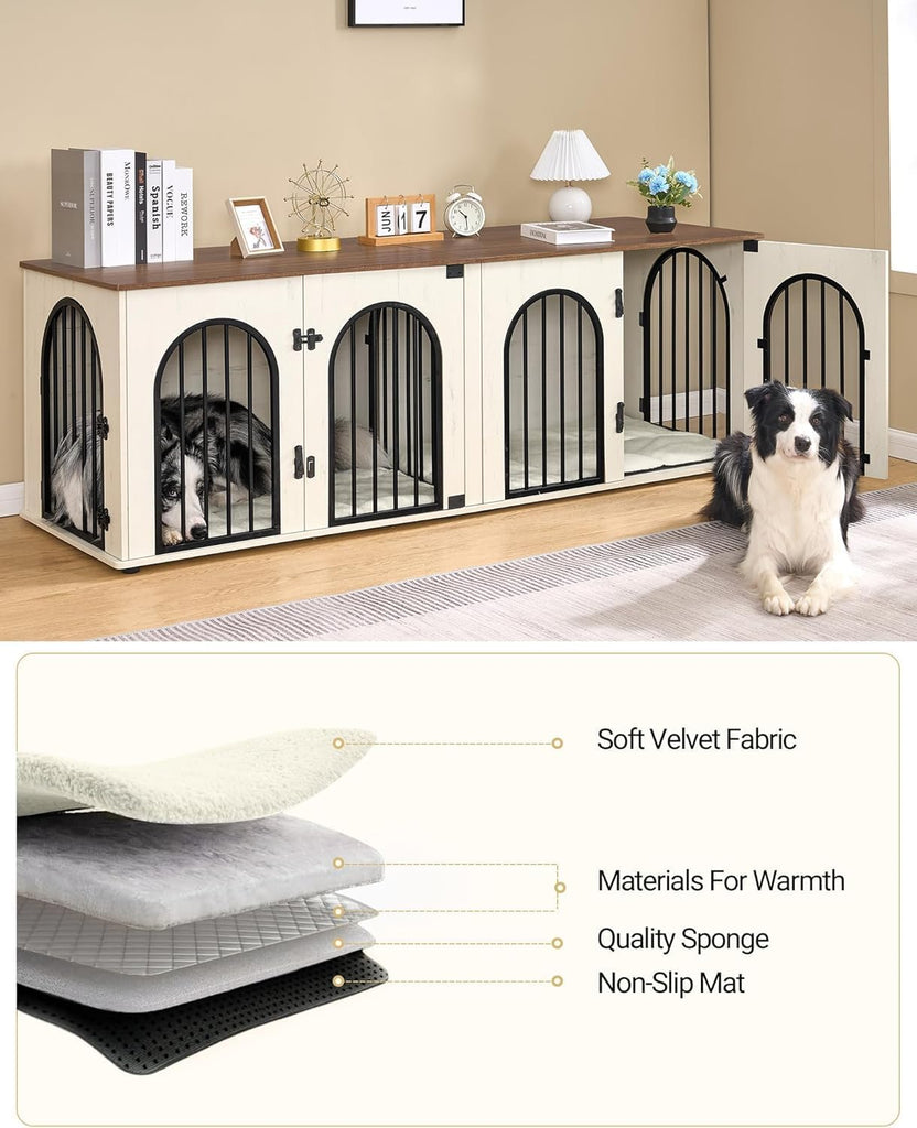 71" Dog Crate Furniture for 2 Dogs, Heavy Duty Indoor Dog Kennel TV Stand