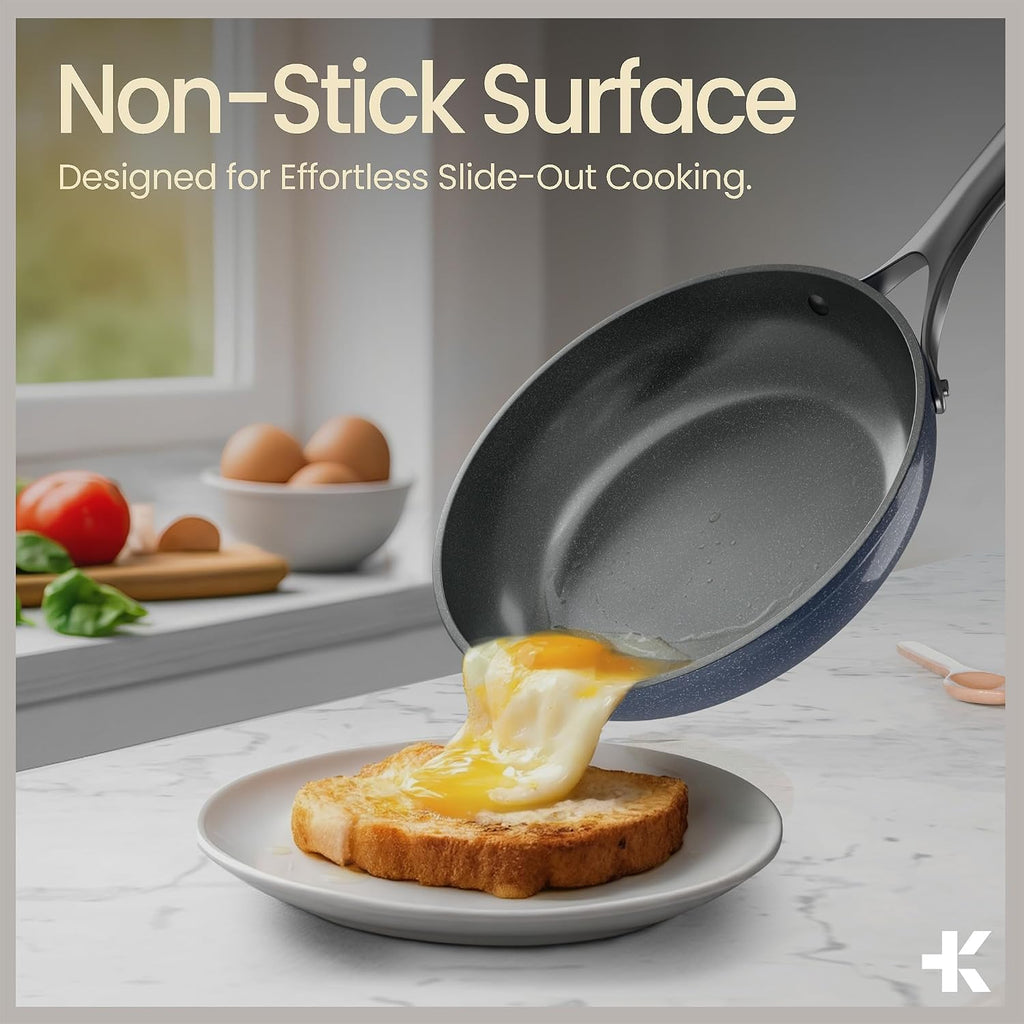 12-Piece Ceramic Cookware Set, Nonstick Pots and Pans Set, Non-Toxic PTFE & PFAS-Free Cookware with Silicone