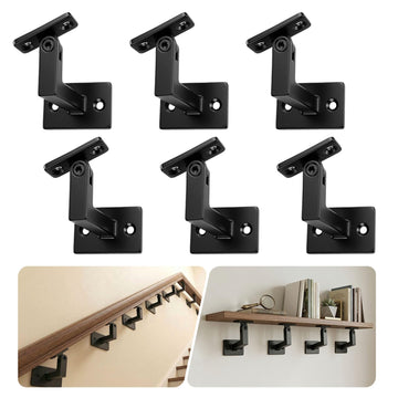 6 Pack Handrail Brackets, Adjustable Handrail Bracket for Staircase Black