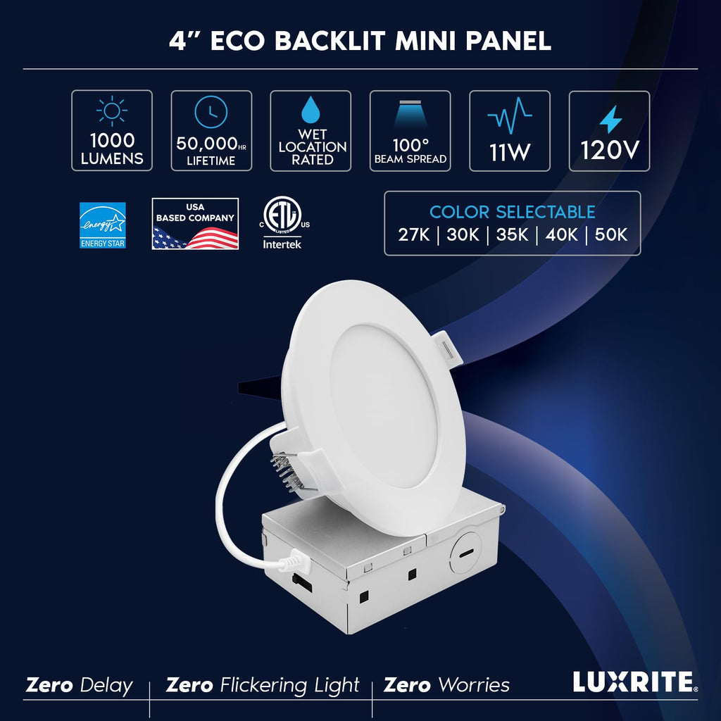 4 Inch LED Recessed Light, ECO Backlit Mini Panel Spotlight 12 Pack
