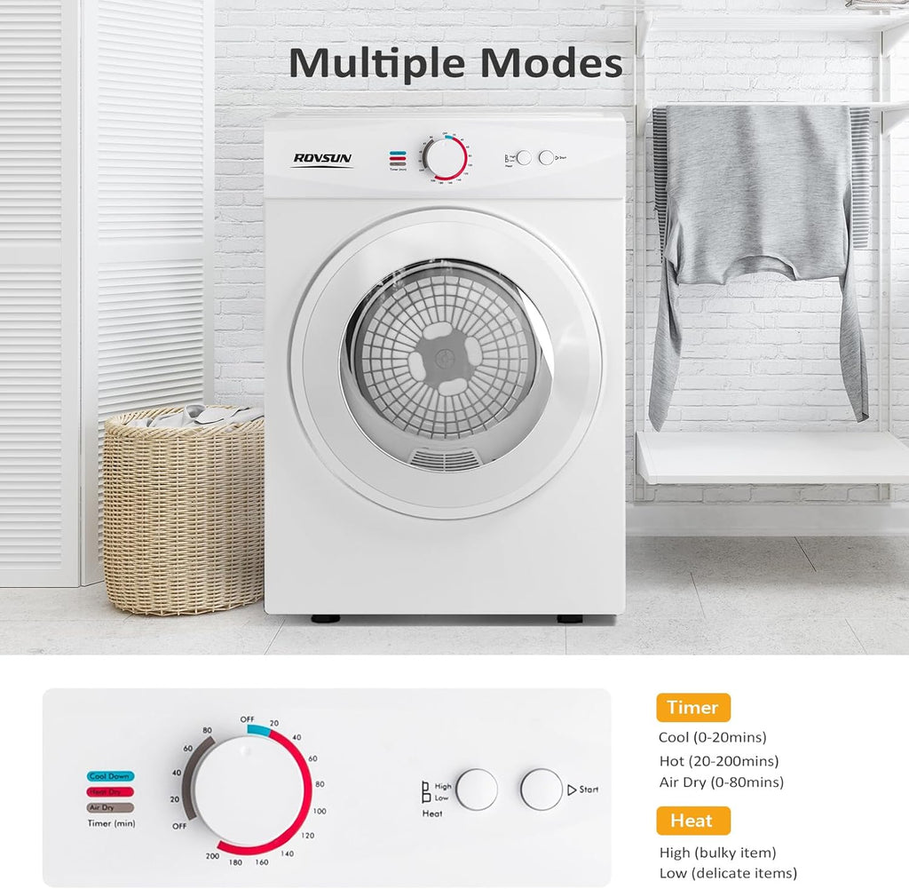 1.8CuFt Portable Clothes Dryer and 17.8LBS Full-Automatic Washing Machine Set, Compact Laundry Washer and Dryer Combo