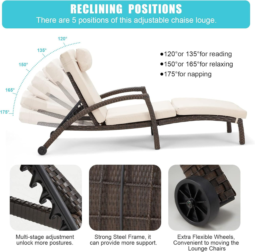 Chaise Lounge Chairs Set of 2 for Outside