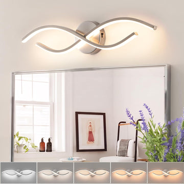 23 Inch Black Modern LED Vanity Light, 20W 5CCT Dimmable Bathroom Light Fixture Over Mirror, 2700K-6500K Contemporary