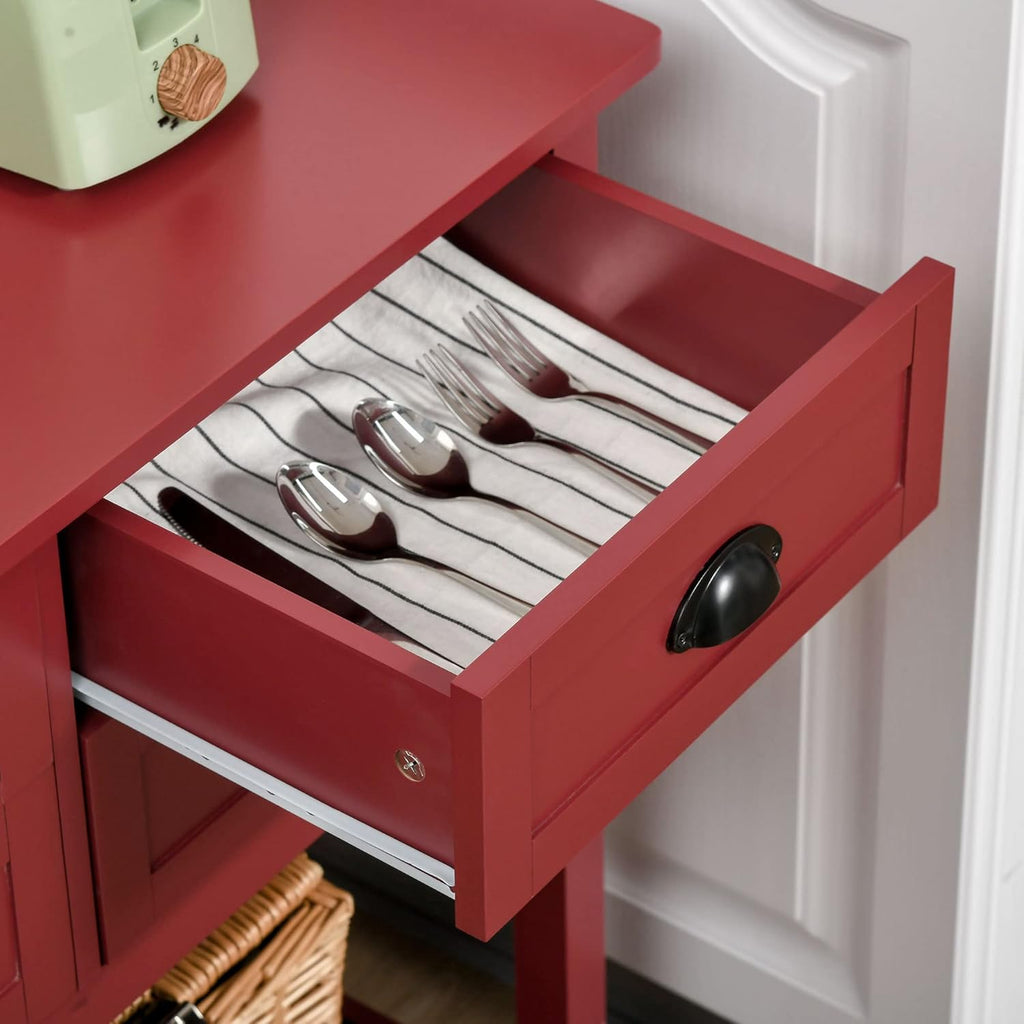 Sideboard Buffet Cabinet with Storage, Modern Coffee Bar Cabinet with 4 Drawers and Slatted Bottom Shelf
