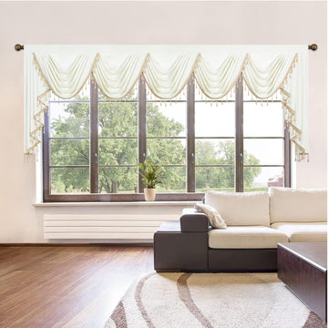 Luxury Velvet Curtains Valance for Large Windows, European Style Decorative Waterfall Valance for Living Dining Room