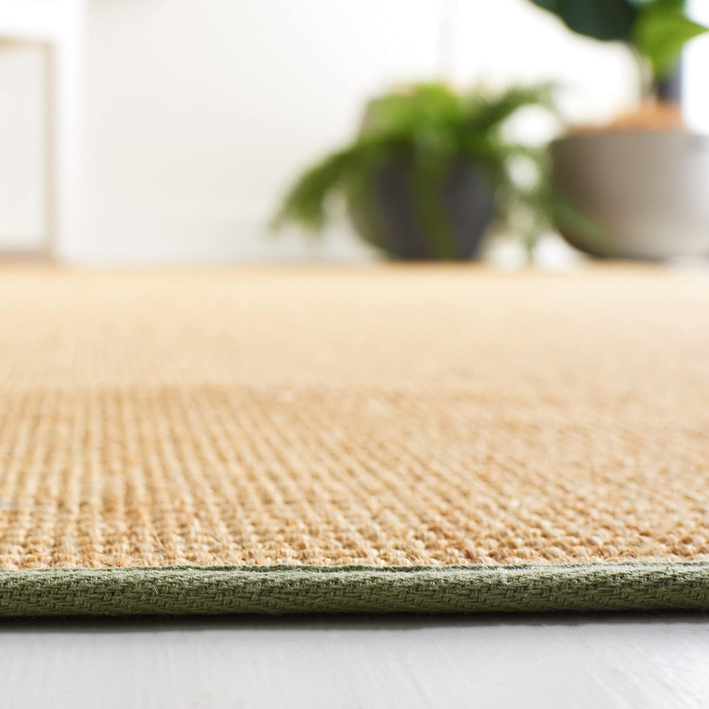 X Area Rug Collection - 6' x 9', Natural & Green, Sisal & Jute, Farmhouse Style, Ideal , Dining Space (MSR9501E)