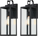 Large Size Outdoor Wall Lights, 2 Pack 18 Inch Matte Black Exterior Light Fixture with Clear Glass Shade