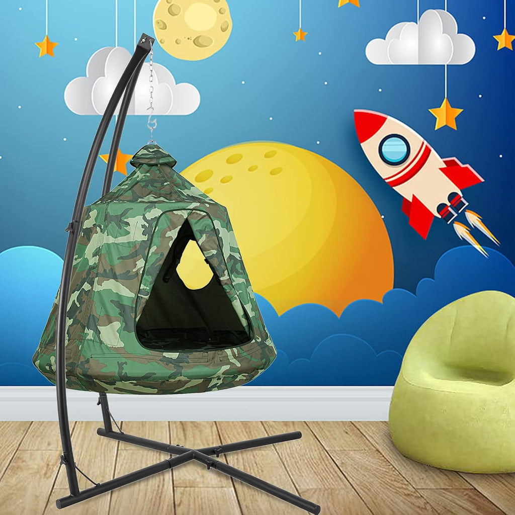 X-Shaped Hanging Tree Tent W/Swing Chair,Hammock Chair W/Stand | Canopy w/Steel Frame,Indoor Outdoor Egg Basket Patio