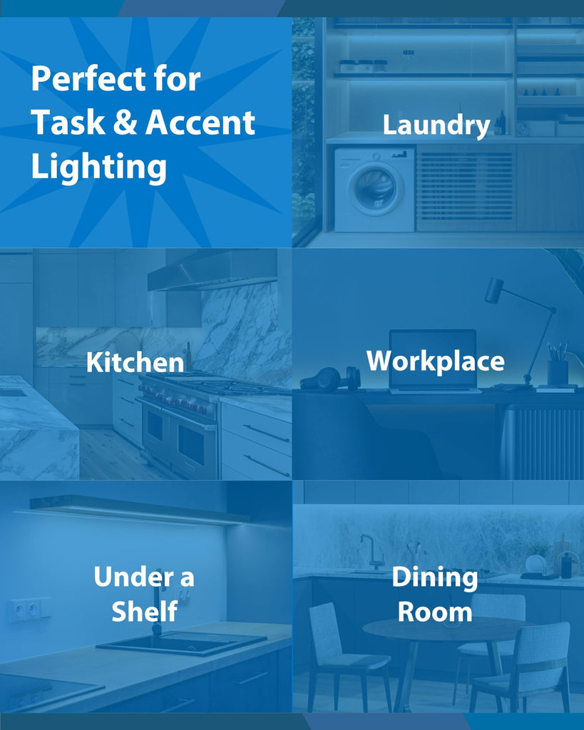 12" LED Direct Wire Under Cabinet Light - Dimmable Undercounter LED Lights - Selectable CCT 2700K-5000K, 340-360