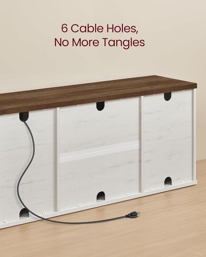 Farmhouse TV Stand for TVs up to 65 Inches, Entertainment Center with Storage Cabinets and Sliding Barn Doors, Media
