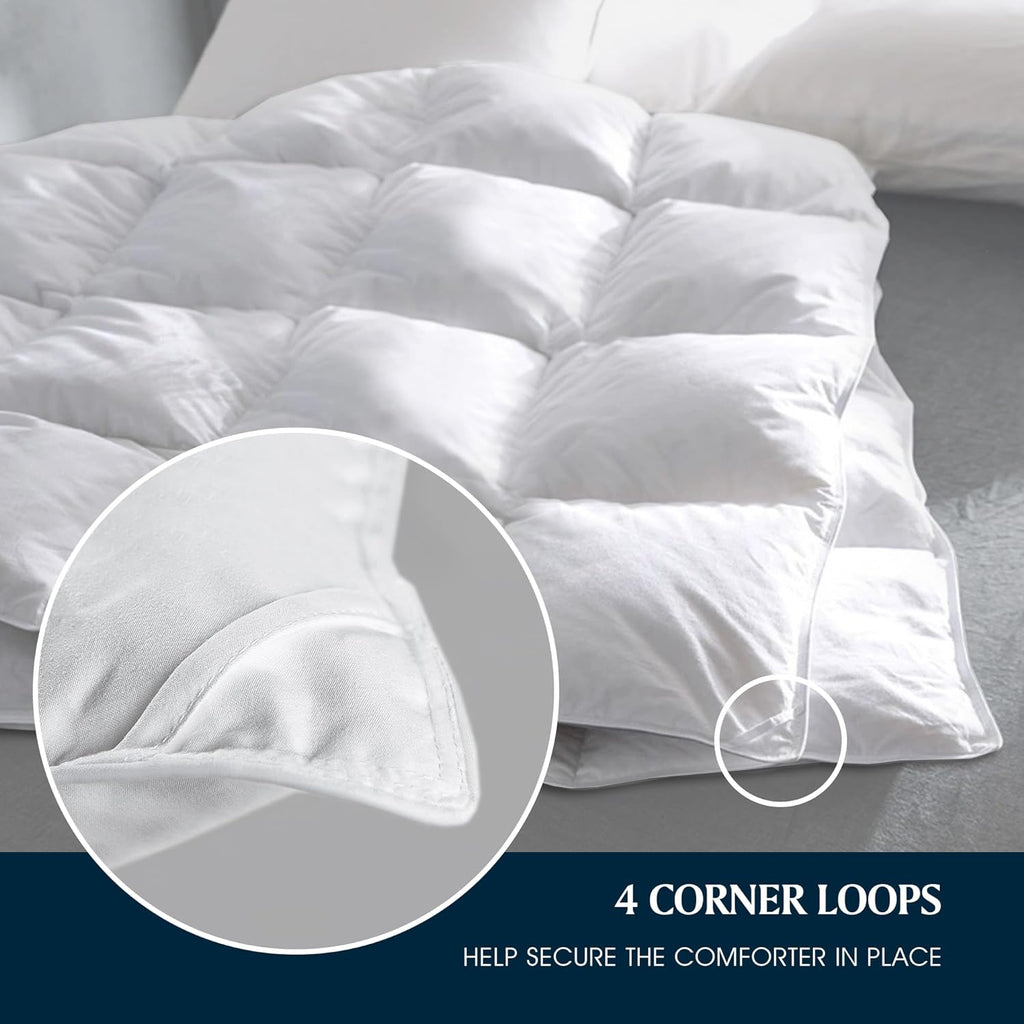 Goose Feather Down Fiber Cotton Comforter King - 100% Cotton Duvet Insert