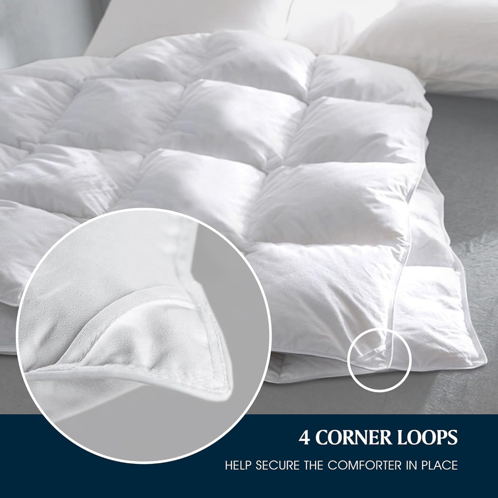 Goose Feather Down Fiber Cotton Comforter Queen - 100% Cotton Duvet Insert