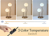 Mid Century Gold Globe Table Lamp 2-Light Orb Modern Beside Desk Table Light with Milk White Glass Shade Metal Base