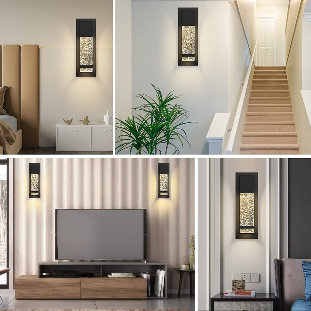 Modern Wall Sconce, LED Wall Light with Crystal Bubble Glass Modern Porch Light Outdoor Indoor Wall Fixture 12W Lumen