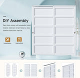 Sliding Closet Door 72"×80" (Double 37"), 5 Panels Bypass Barn Doors with Hardware Track Kit Include