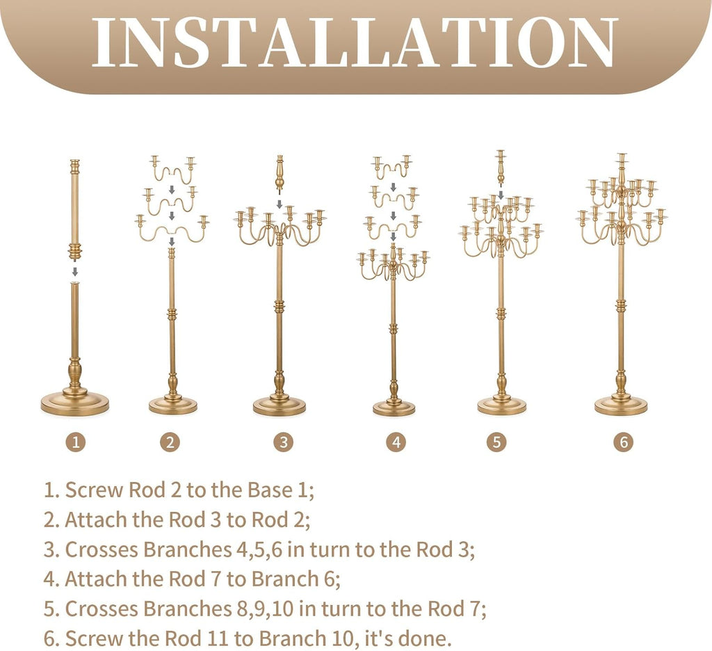 Candelabra Candle Holderches Gold Candle Holders for Candlesticks Wedding Centerpiece Table Decorations