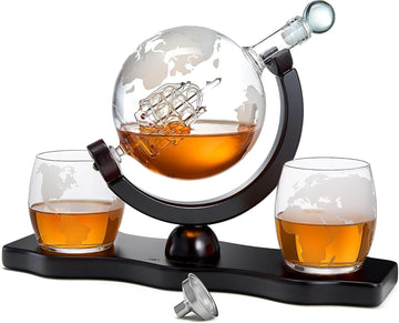 Gifts for Men Dad, Whiskey Decanter Globe Set with Ball & Glasses, Anniversary Birthday Gifts for Him Husband