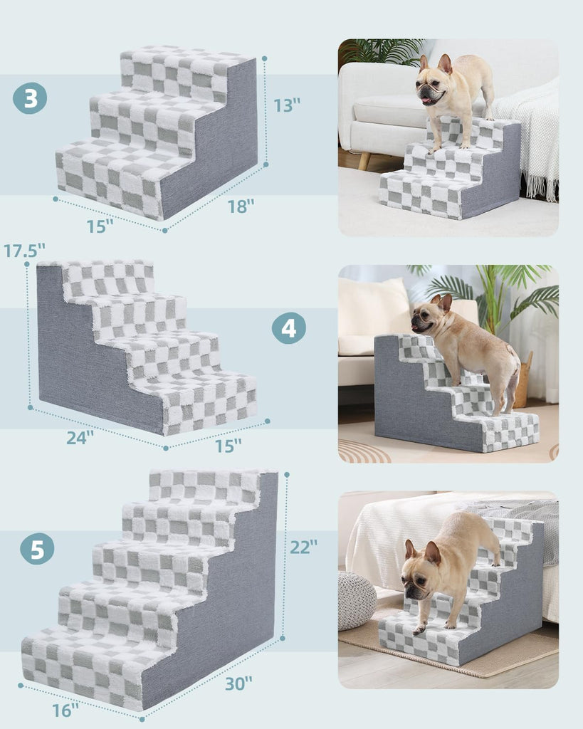 Dog Stairs for Small Dogs & Cats Pet Stairs Supportive 4-Tier Pet Steps for Bed Couch Sofa Chair