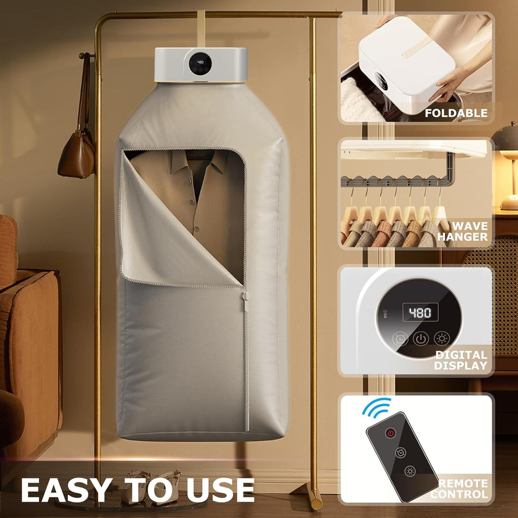 Portable Clothes Dryer - Mini Portable Dryer Machine for Laundry Apartments and Travelling, Hotel Room, Classic White
