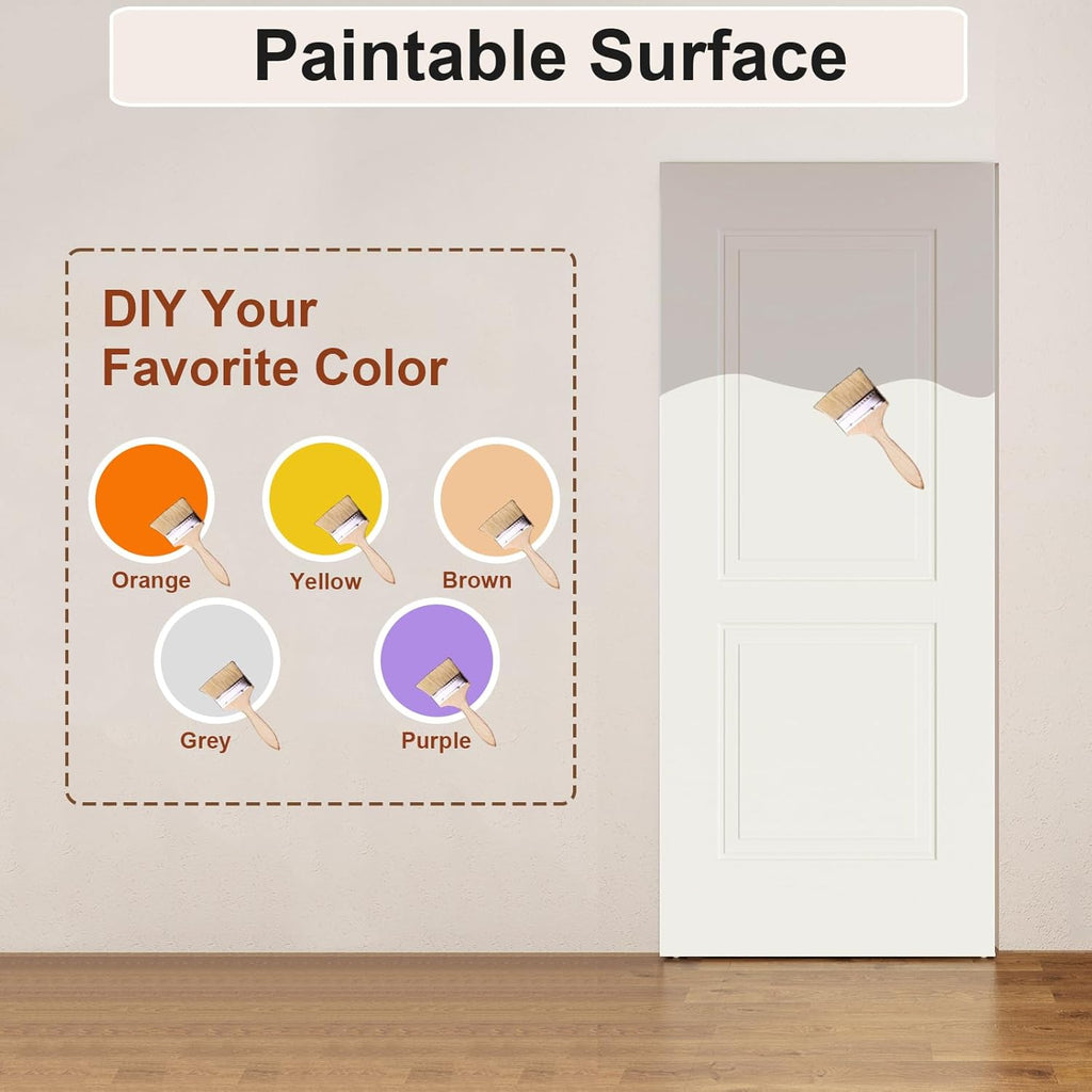 36"x84" Concealed Sliding Barn Door with Soft Close Hardware Kits, White Primed Solid Core Hidden Do