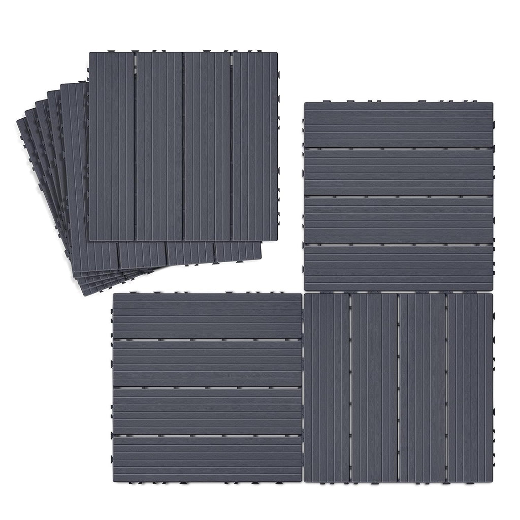 9 PCS Interlocking Deck Tiles, 12''X 12'' Plastic Patio Flooring Outdoor Waterproof Floor Deck Tiles for Balcony Porch