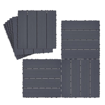9 PCS Interlocking Deck Tiles, 12''X 12'' Plastic Patio Flooring Outdoor Waterproof Floor Deck Tiles for Balcony Porch