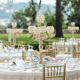 2 PCS Kehail Crystal Table Decoration Gold Candle Holder with Pendant, 5 Arm Candelabra Holder Beautiful Hollow