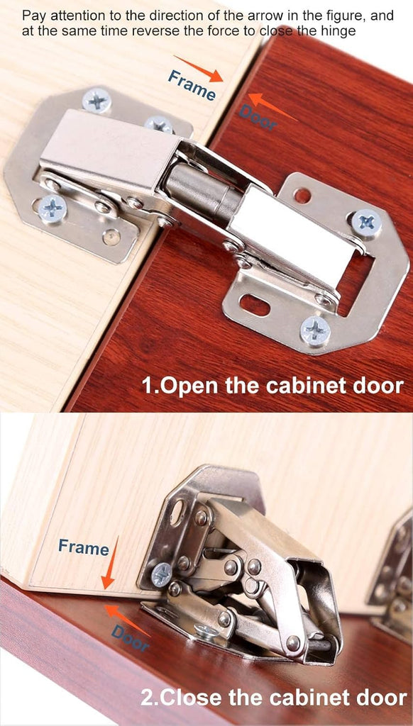 4-Pack Hidden Hinges Doors Frameless, Concealed Cabinet Hinges, 90 Degree Surface Mount Hinges