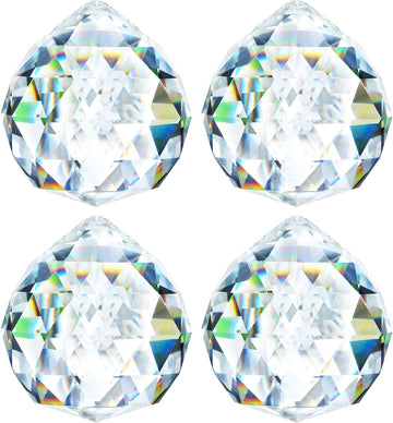 4 Pack Clear Crystal Ball Prism Suncatchers Window Rainbow Maker, 40mm - Hanging Crystals,Sun Catchers Indoor Window
