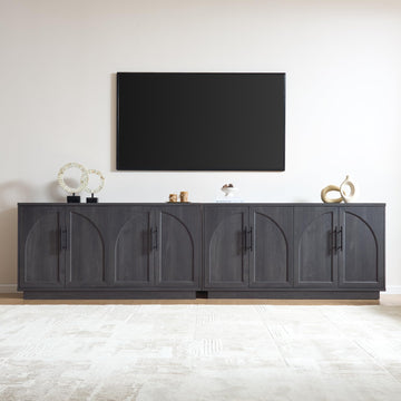 59" Sideboard Buffet Cabinet & TV Stand Set of 2, Modern Arched Credenza with Adjustable Shelves and Long Metal