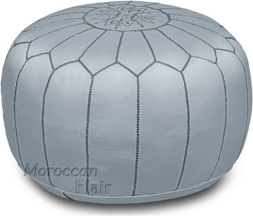 Genuine Handmade Moroccan Leather Pouf | Bedroom & Living Room Round Ottoman | Authentic Goat Skin Leather