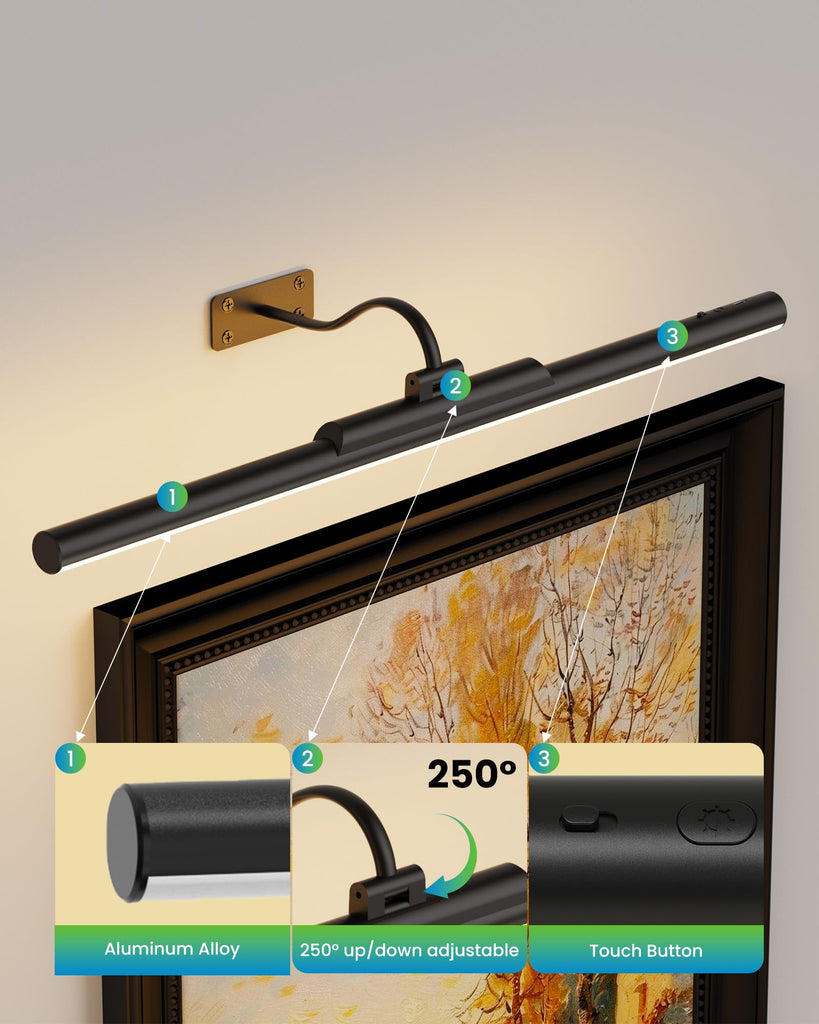 3Pack Picture Light for Wall Gallery Light 24 Inch Black