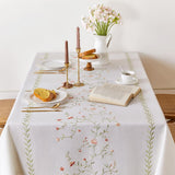 Linen Style Embroidered Tablecloth, Waterproof and Wrinkle-Resistant Table Cloth Rectangle Tables, F