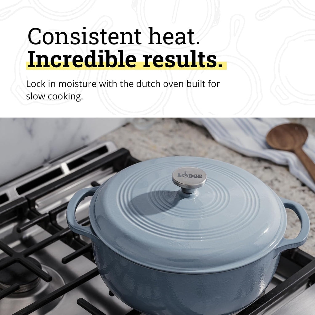 Essential Enamel Cast Iron Dutch Oven with Lid 7.5 Quart - Oven-Safe Enamel Cookware up to 500° F - Heat-Retaining