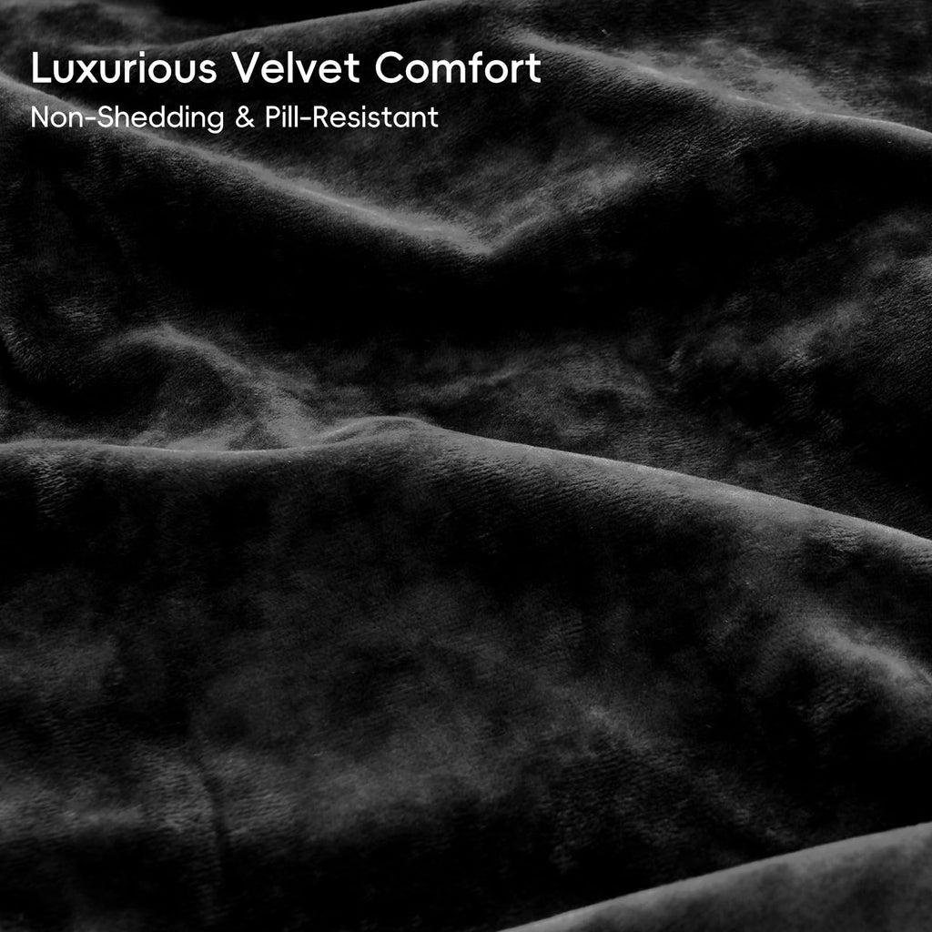 Crushed Velvet Comforter King Black, 5-Pc Winter Set