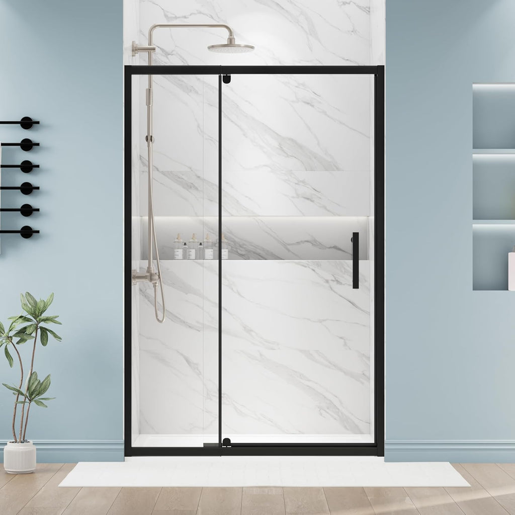 44-48" W x 72" H Pivot Shower Door, Semi-Frameless Glass Shower Door, Water Repellent Swing Shower Door