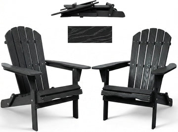 Outdoor Folding Adirondack Chairs Set of 2, Wooden Patio Adirondack Chair Foldable Fire Pit Chairs, Pre-Assembled